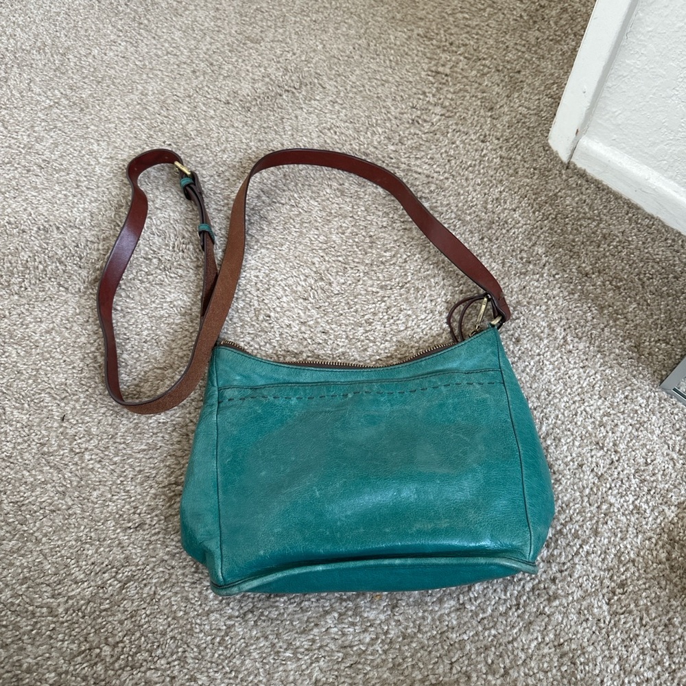 HOBO Teal and Brown Crossbody Bag